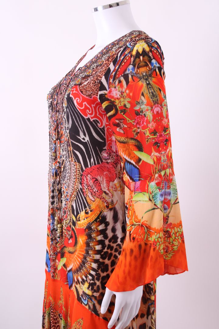 Czarina L/S High Low Crystal Dress Orange M | Default Title, Orange