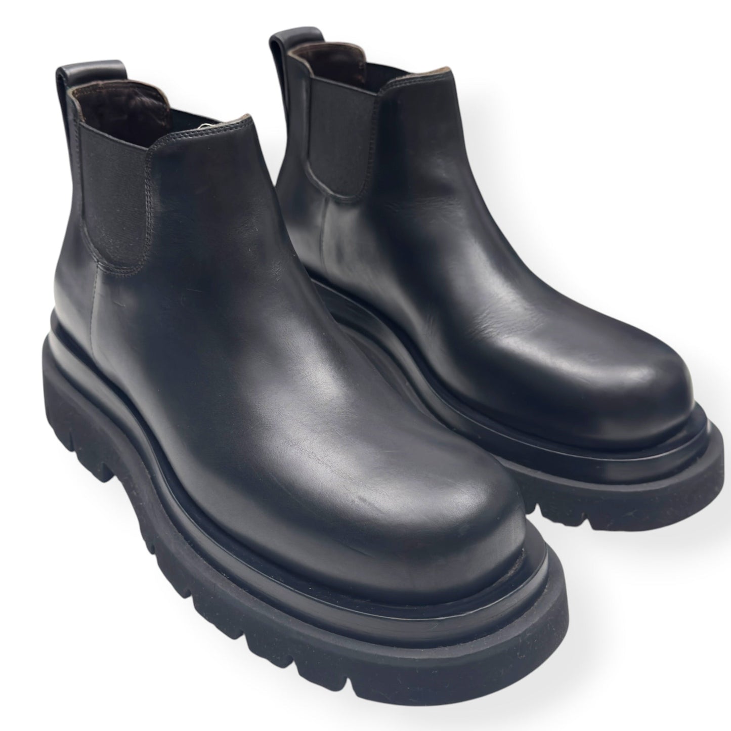 BOTTEGA VENETA LUG LEATHER CHELSEA BOOTS BLACK 37.5 / UK4.5 | UK 4.5, Black