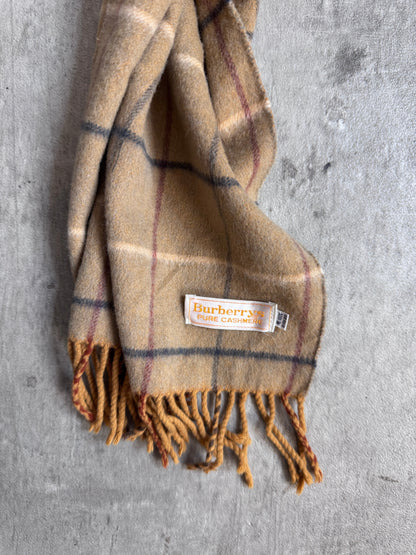 Burberry 100% Pure Cashmere Beige Check Scarf
