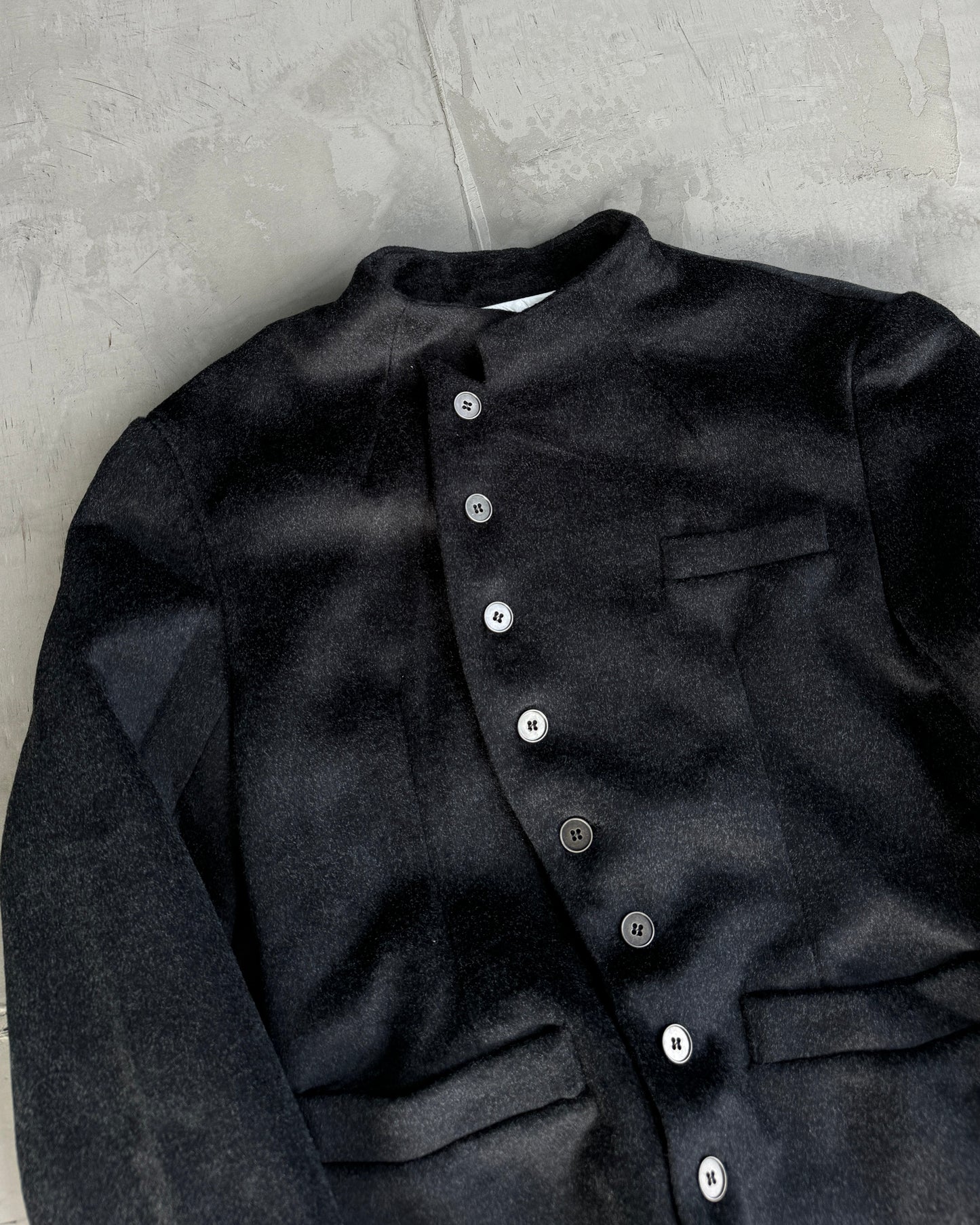 Asymmetric Button-Up Structured Jacket - S/M | Small, Black