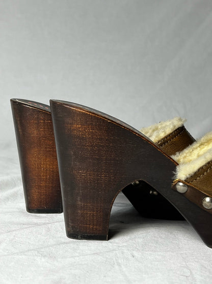 MIU MIU WOODEN CLOG | Default Title, Brown