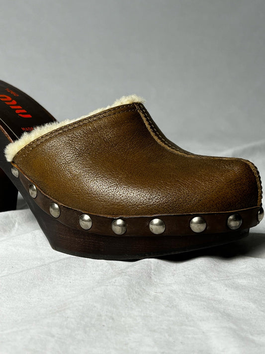 MIU MIU WOODEN CLOG | Default Title, Brown
