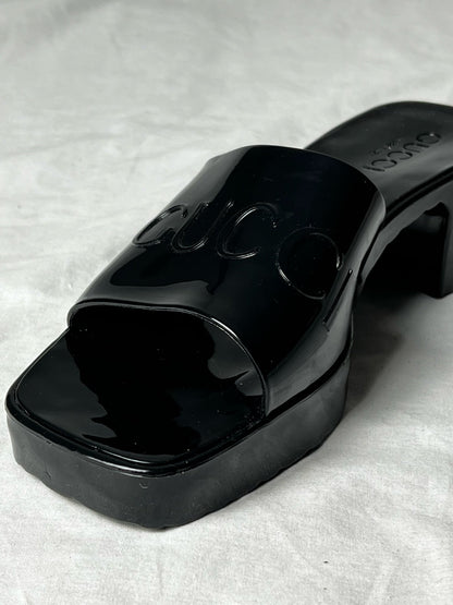 GUCCI RUBBER LOGO SANDALS | DEFAULT TITLE, Black