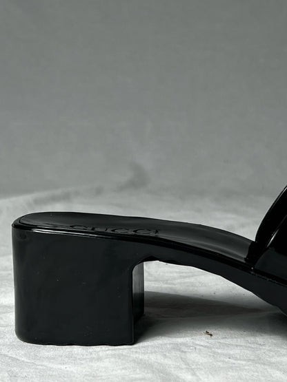 GUCCI RUBBER LOGO SANDALS | DEFAULT TITLE, Black