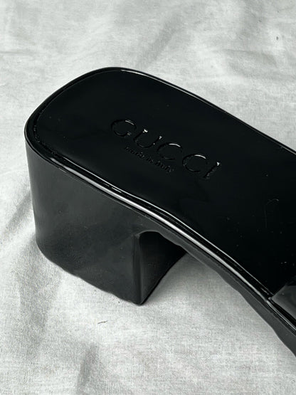 GUCCI RUBBER LOGO SANDALS | DEFAULT TITLE, Black