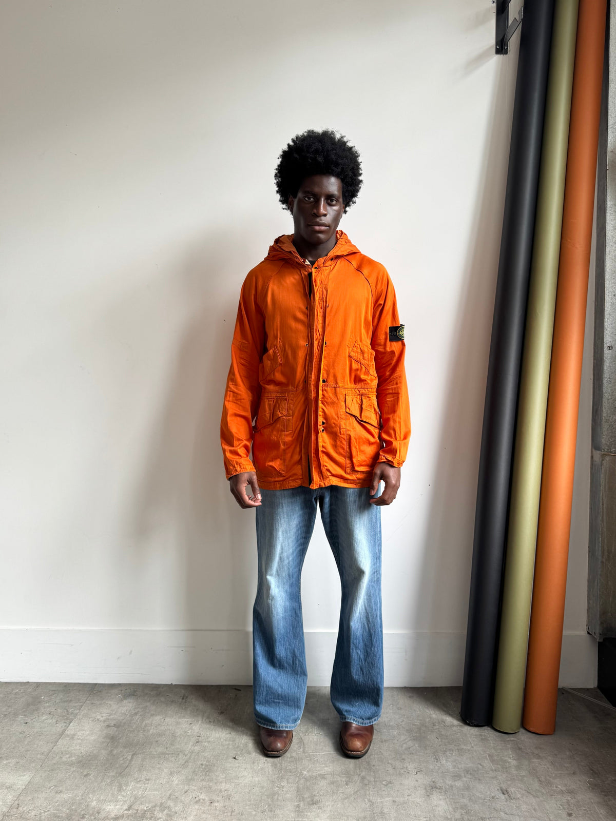 A/W 1996 Stone Island Burnt Orange Multi Pocket Raso Gommato Parka (Sold as seen) | Exra Large