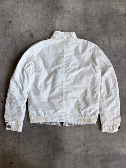 Armani Reversible White Plaid Bomber Jacket