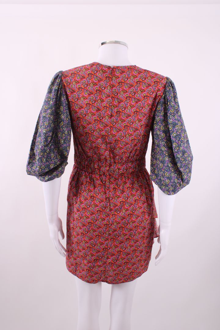 Rhode Puff Sleeve Mini Dress Blue/red S | Default Title, Blue