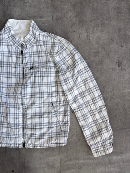 Armani Reversible White Plaid Bomber Jacket