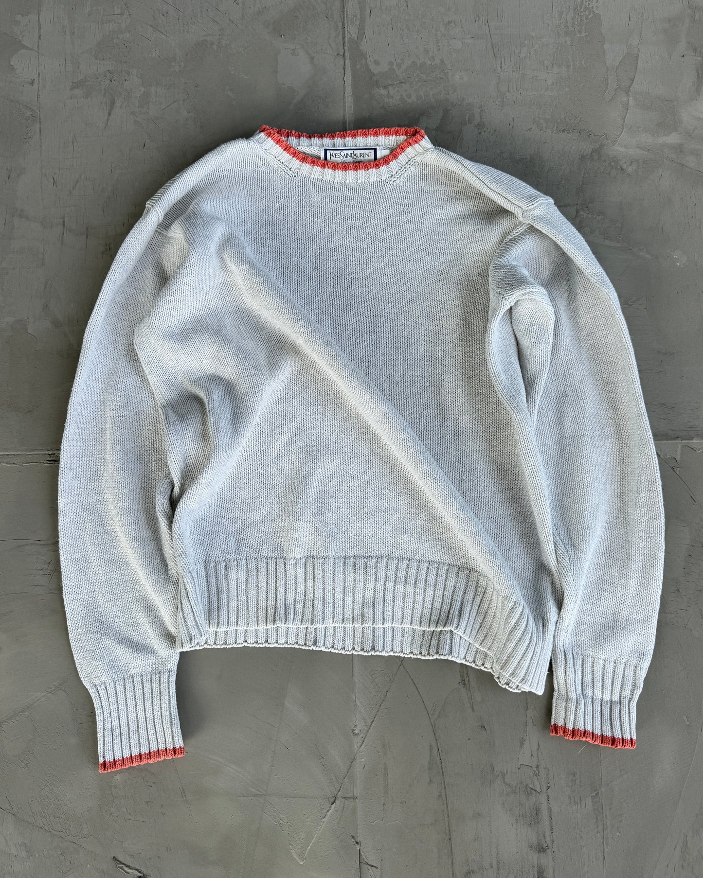 YVES SAINT LAURENT DIFFUSION HOMMES WHITE KNIT SWEATSHIRT - M | Medium, Multicoloured