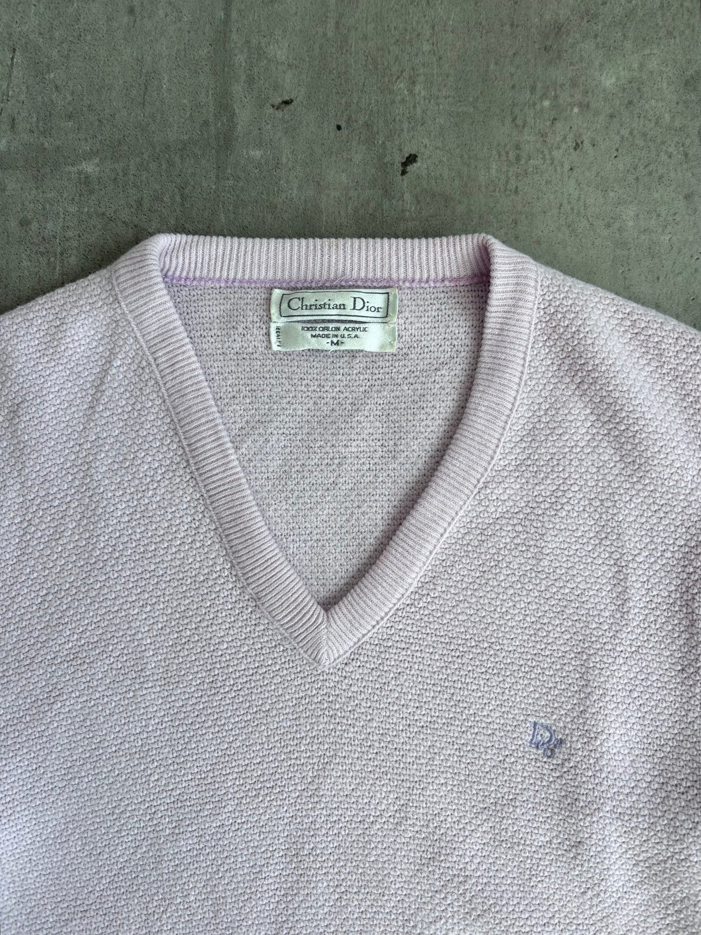 Christian Dior Light Pink V-Neck Knitted Sweater