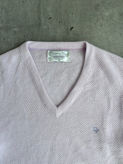 Christian Dior Light Pink V-Neck Knitted Sweater