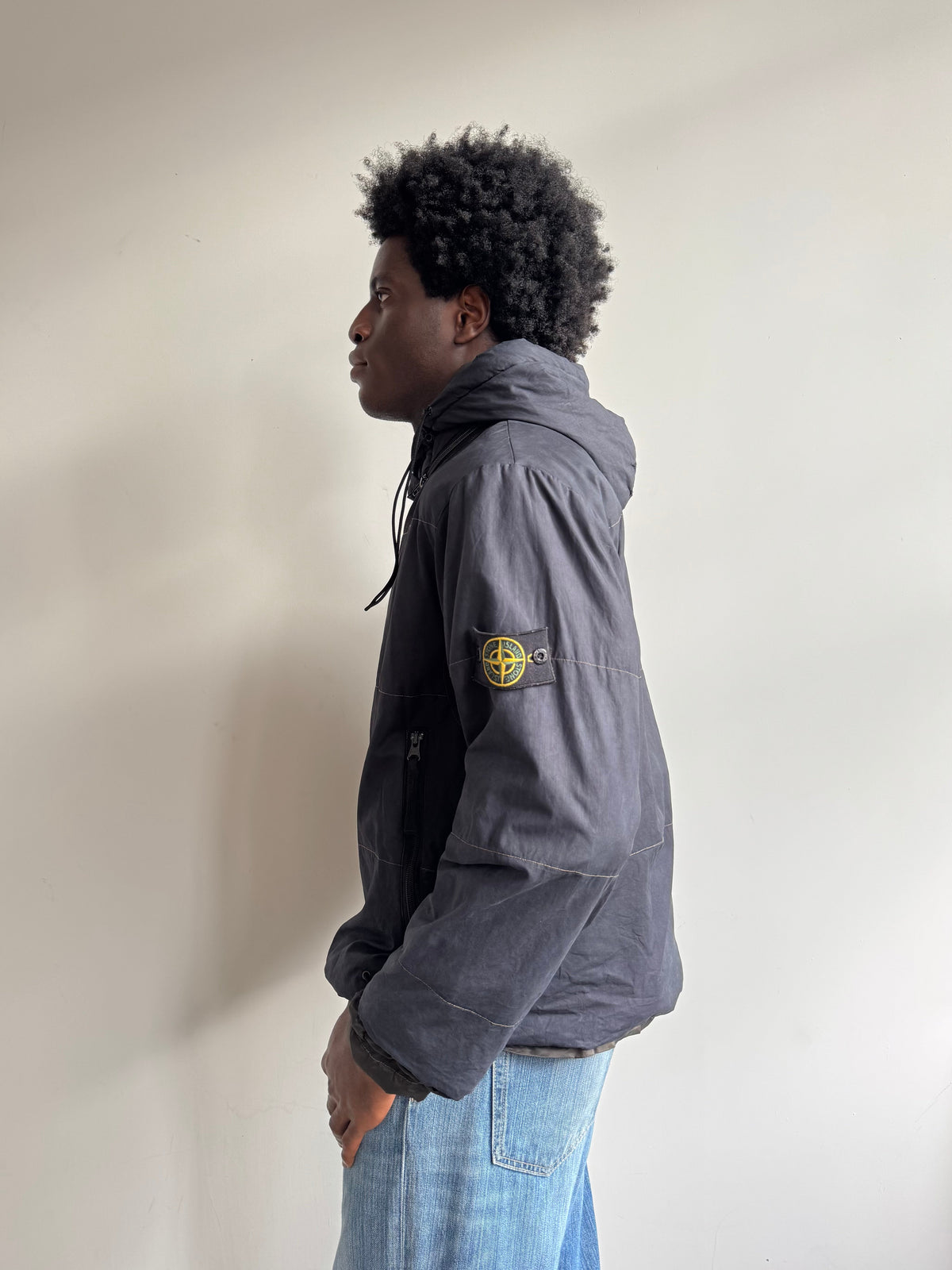 A/W 2001 Stone Island Paul Harvey Opaque Nylon Tela Jacket | Large, Black