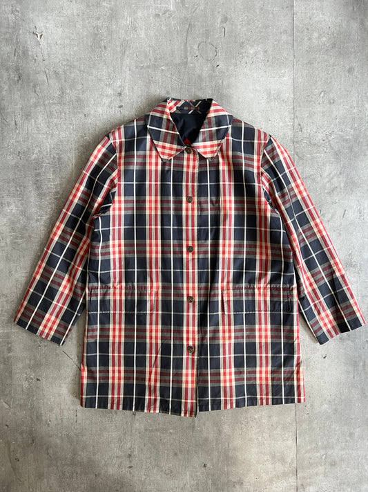 Burberry Red/Navy Nova Check Trenchcoat | LARGE, Multicoloured