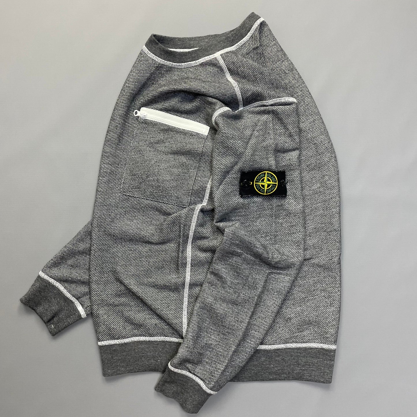 Stone Island Grey Contrast Stitching Jumper | Small, Grey