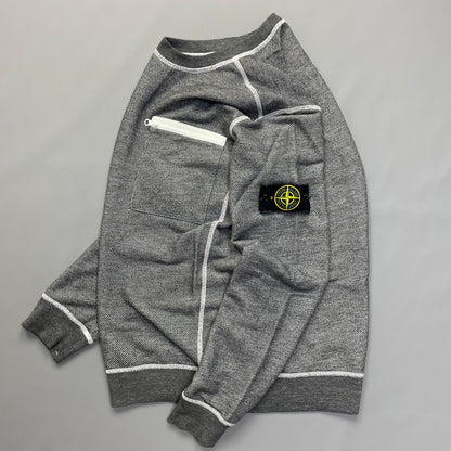 Stone Island Grey Contrast Stitching Jumper | Small, Grey