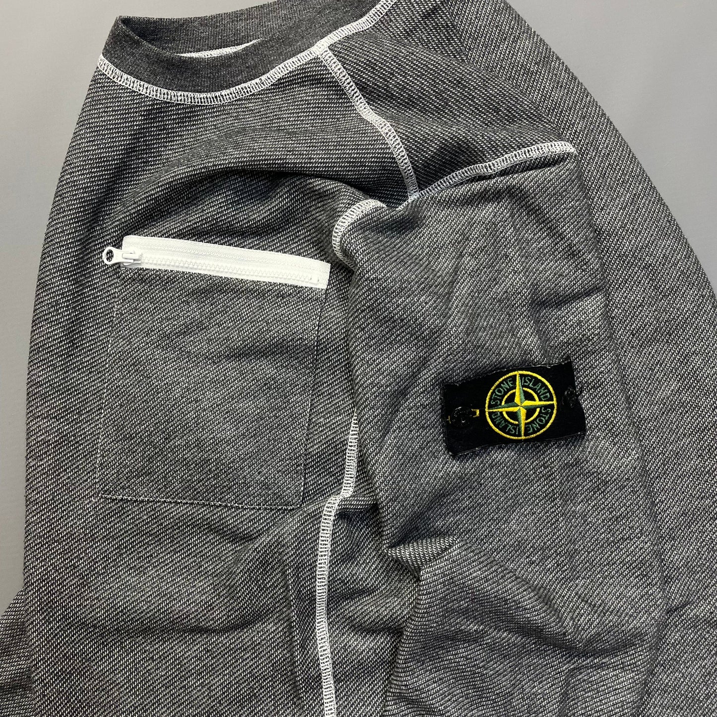 Stone Island Grey Contrast Stitching Jumper | Small, Grey