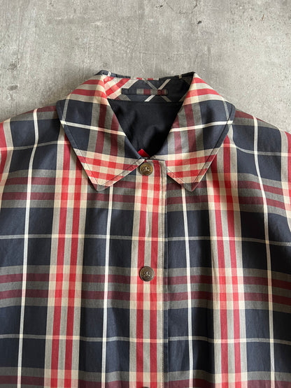 Burberry Red/Navy Nova Check Trenchcoat | LARGE, Multicoloured