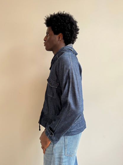 VT Rework: Kapital Hooded Lightweight Denim Jacket | Small, Navy