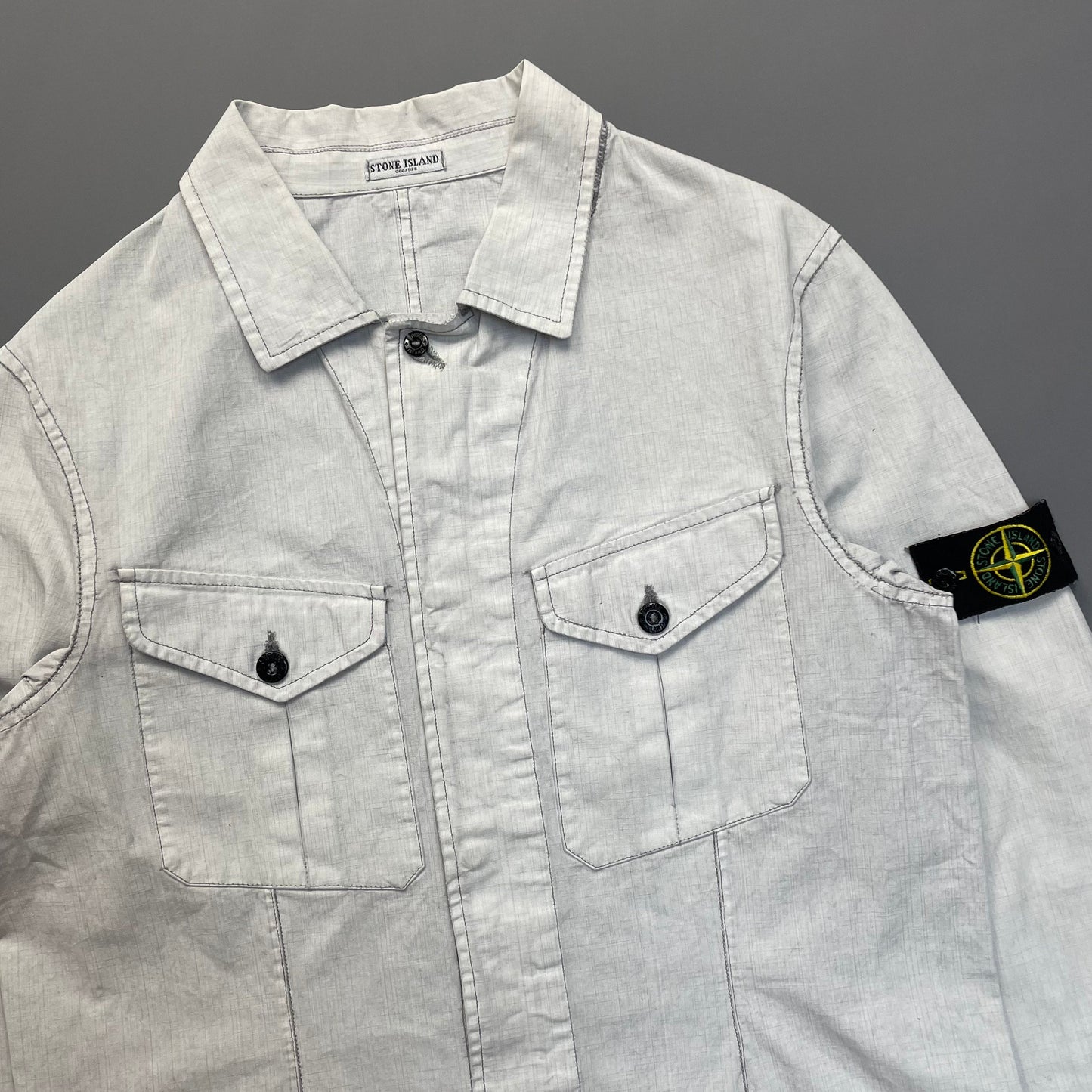 Stone Island SS07 Vintage White Spalmatura Overshirt Jacket | Large, Multicoloured