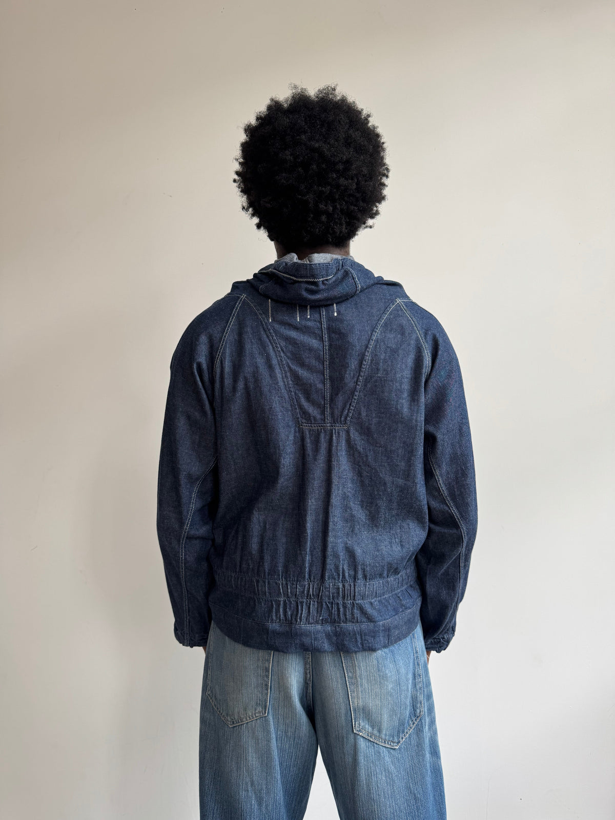 VT Rework: Kapital Hooded Lightweight Denim Jacket | Small, Navy