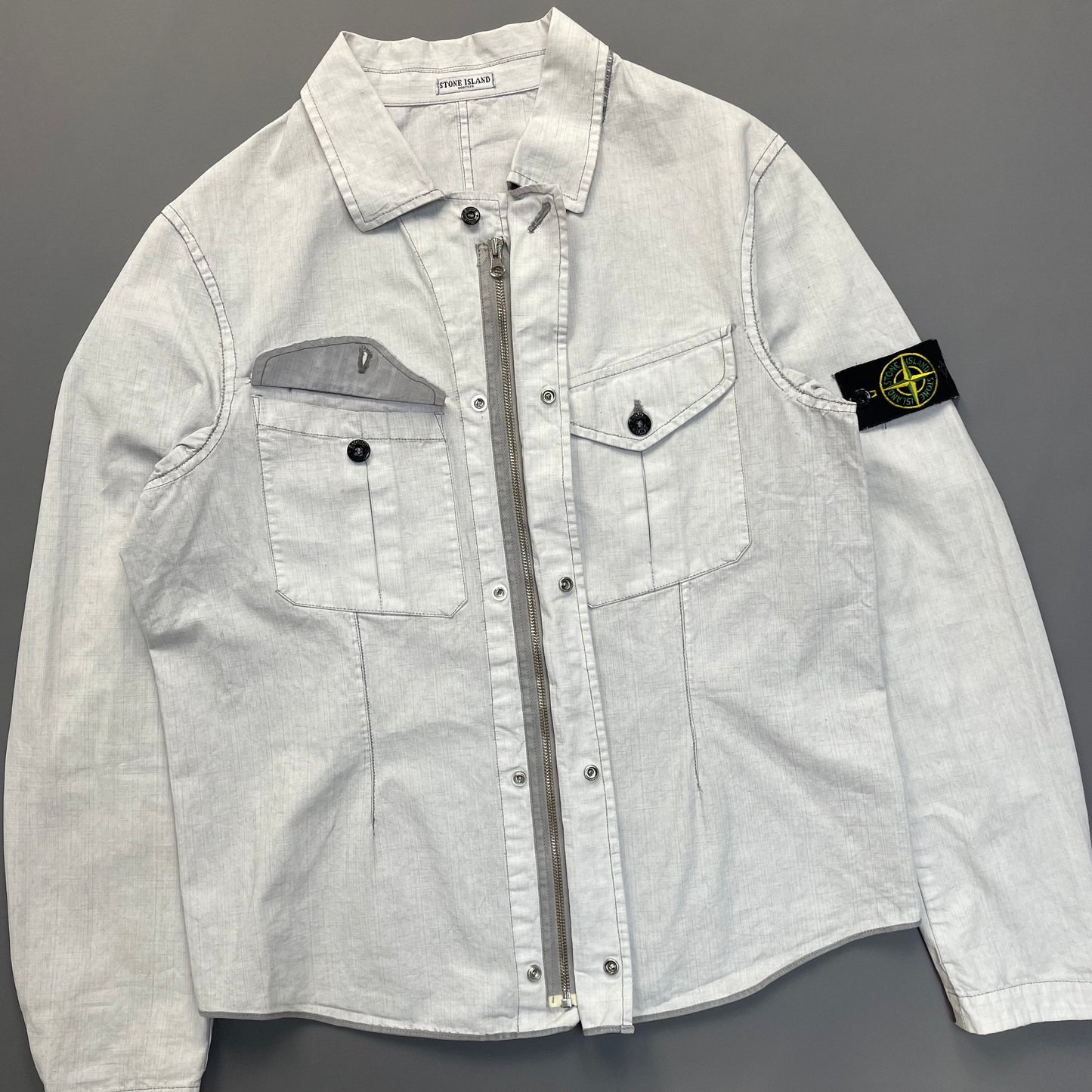 Stone Island SS07 Vintage White Spalmatura Overshirt Jacket | Large, Multicoloured