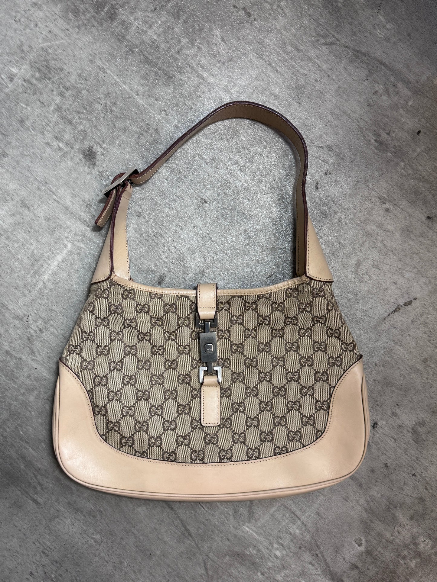 Gucci Cream Monogram Jackie Bag