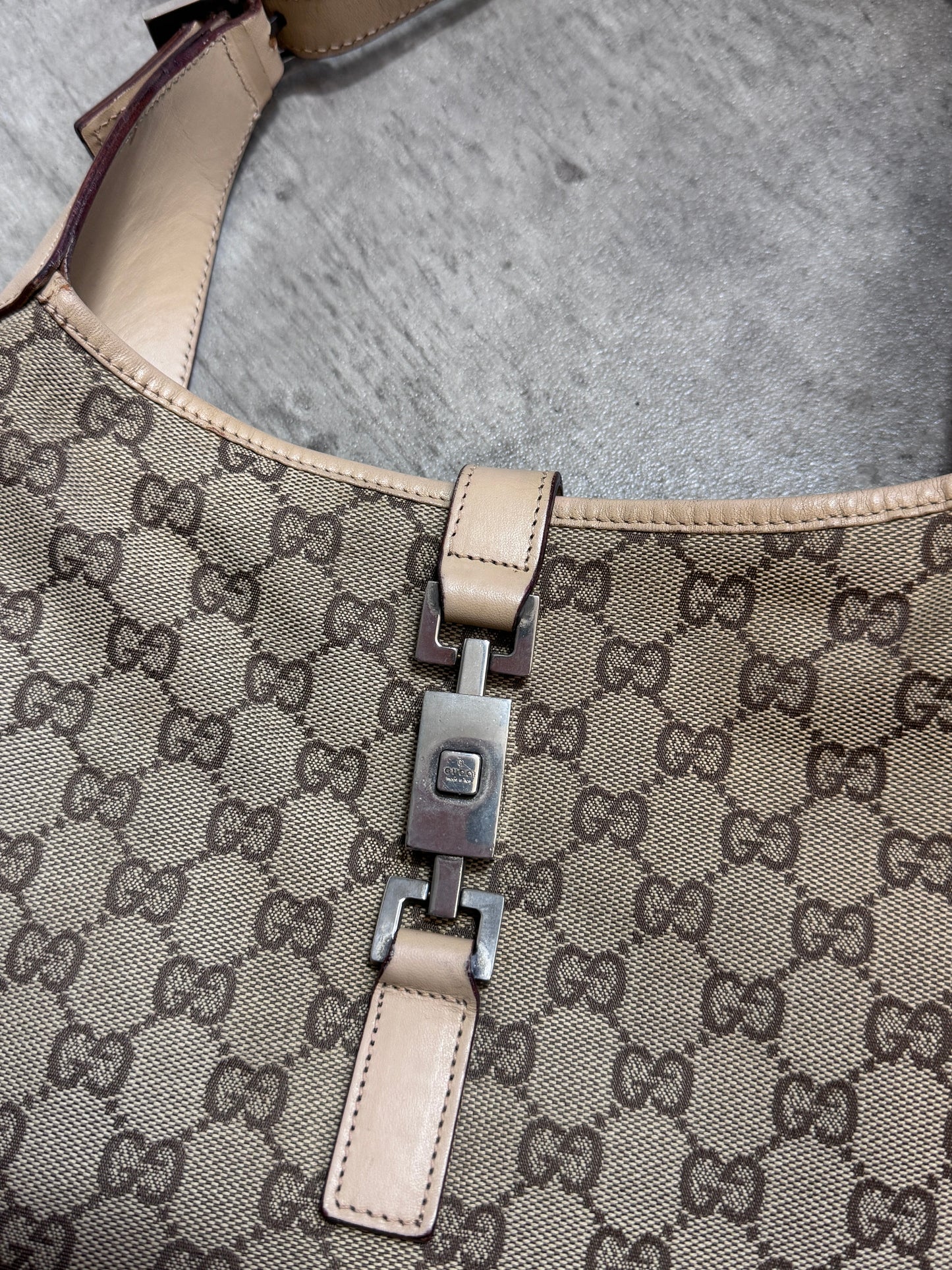 Gucci Cream Monogram Jackie Bag