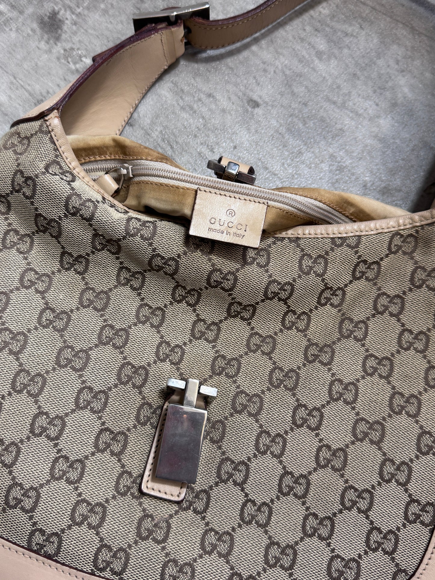 Gucci Cream Monogram Jackie Bag