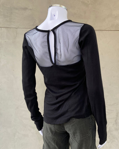 DIESEL LONG SLEEVE SHEER MESH TOP - M