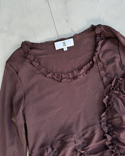 IRENE VAN RYB BROWN MESH TOP - S | Small, Brown