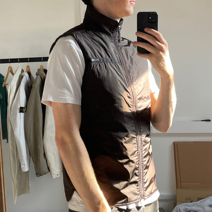 Prada Linea Rossa 2007 Dark Brown Nylon Gilet | Large, Brown