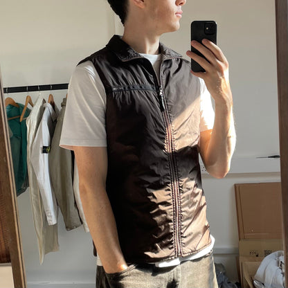 Prada Linea Rossa 2007 Dark Brown Nylon Gilet | Large, Brown