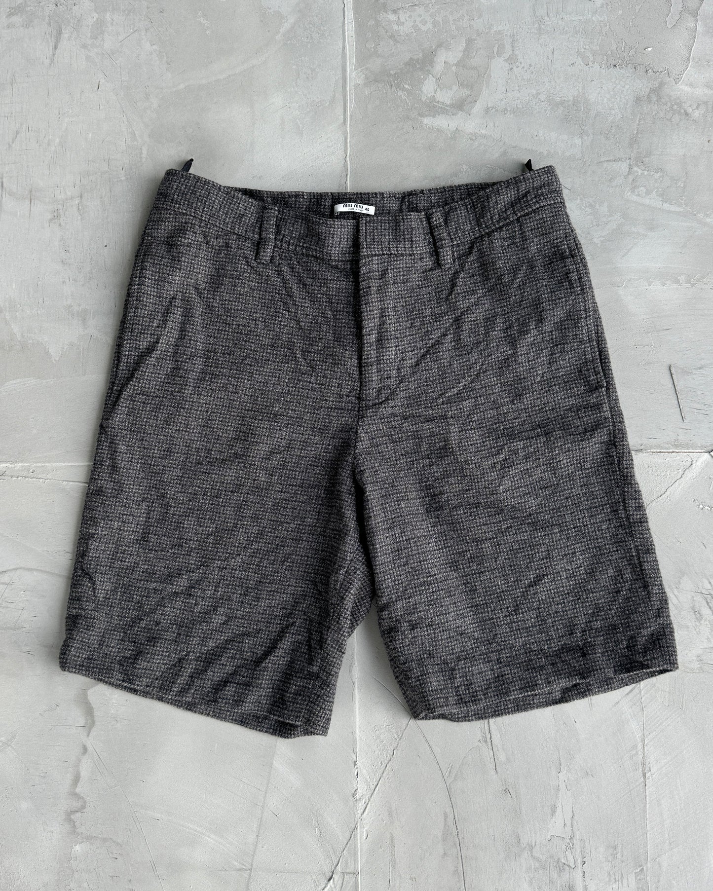 Miu Miu AW06 Plaid Check Wool Shorts - W29"