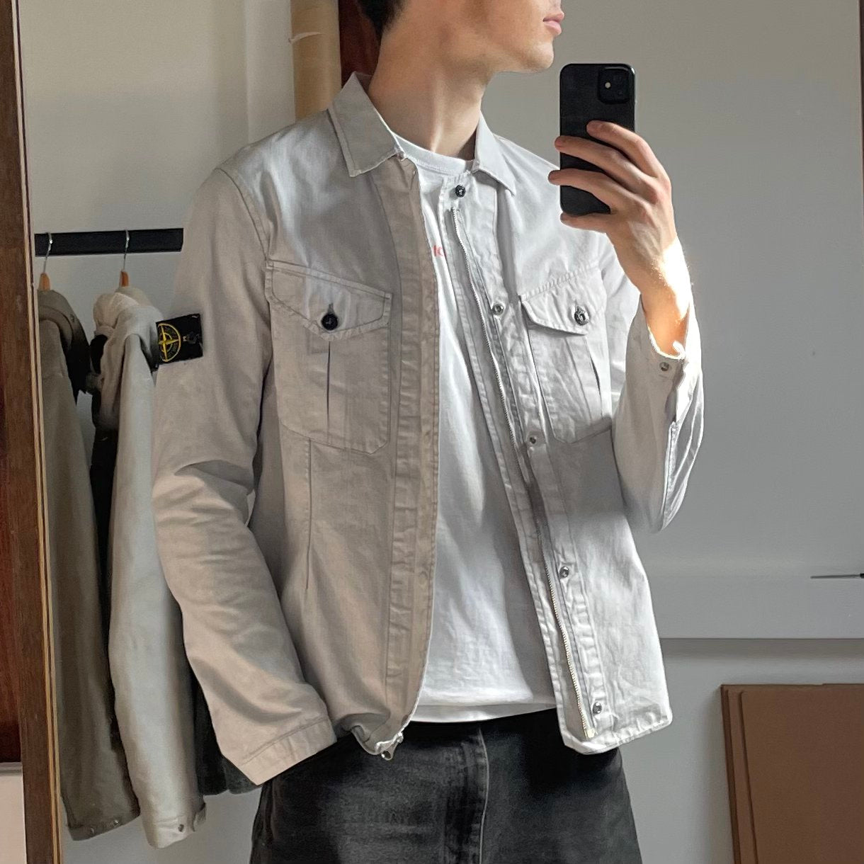 Stone Island SS07 Vintage White Spalmatura Overshirt Jacket | Large, Multicoloured