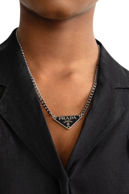VT Rework : Prada Curb Chain Plaque Necklace x"