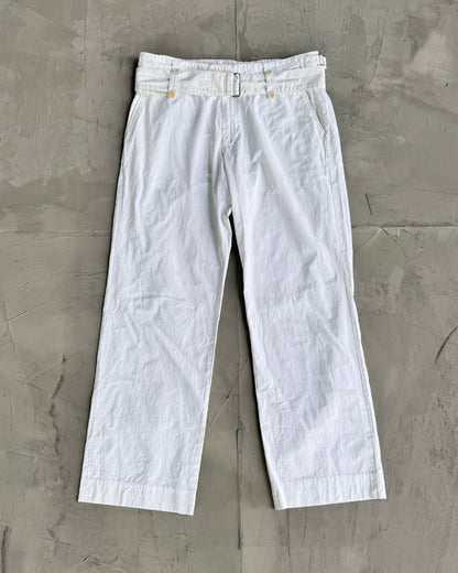 Dries Van Noten Wide Leg Belted White Trousers - W30"