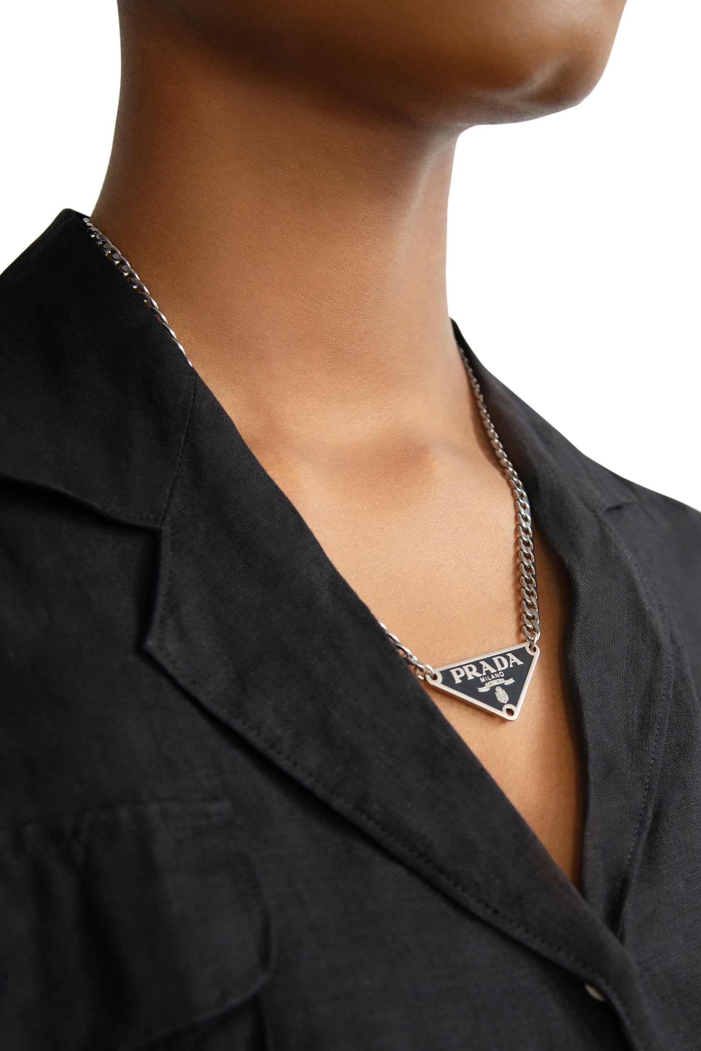 VT Rework : Prada Curb Chain Plaque Necklace x"