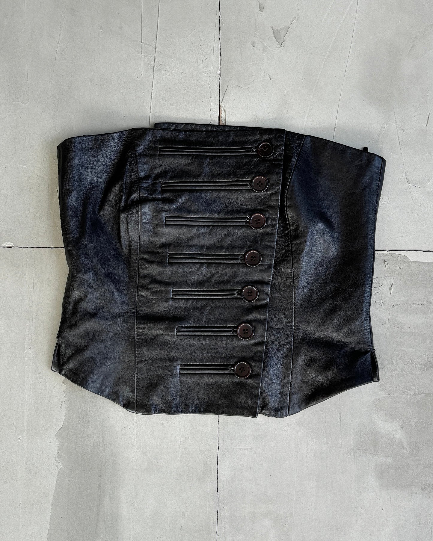 NEED YOU LEATHER CORSET BODICE - S | Small, Black