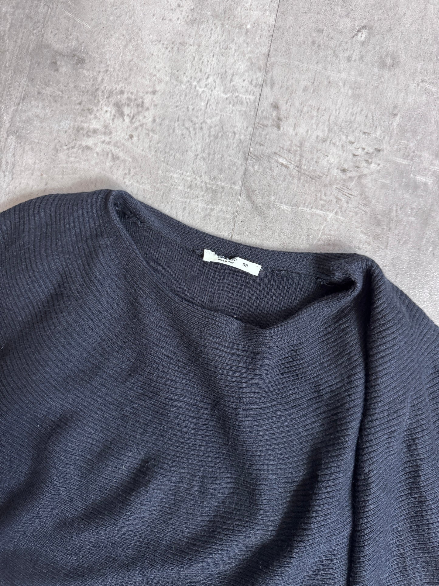 Prada 100% Cashmere Black Frill Neck Sweater
