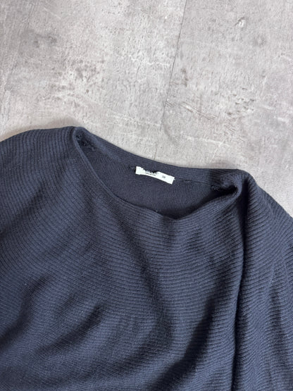 Prada 100% Cashmere Black Frill Neck Sweater