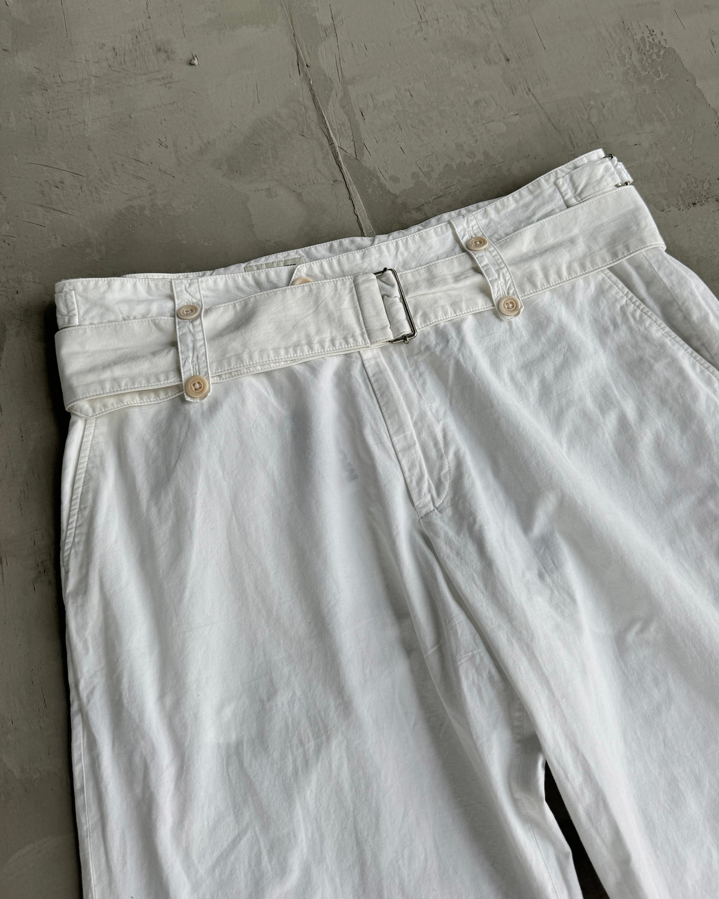 Dries Van Noten Wide Leg Belted White Trousers - W30"