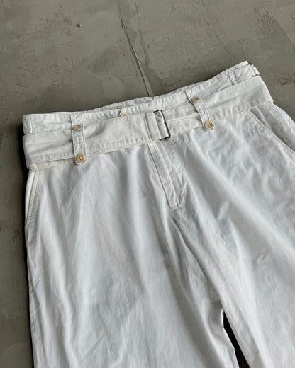 Dries Van Noten Wide Leg Belted White Trousers - W30"