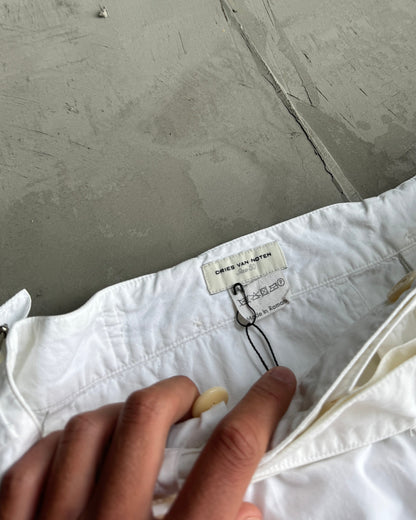 Dries Van Noten Wide Leg Belted White Trousers - W30"