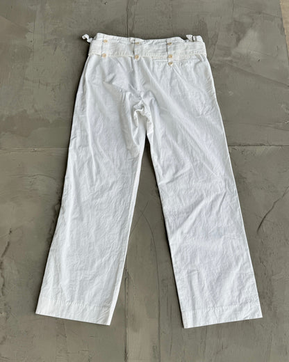 Dries Van Noten Wide Leg Belted White Trousers - W30"