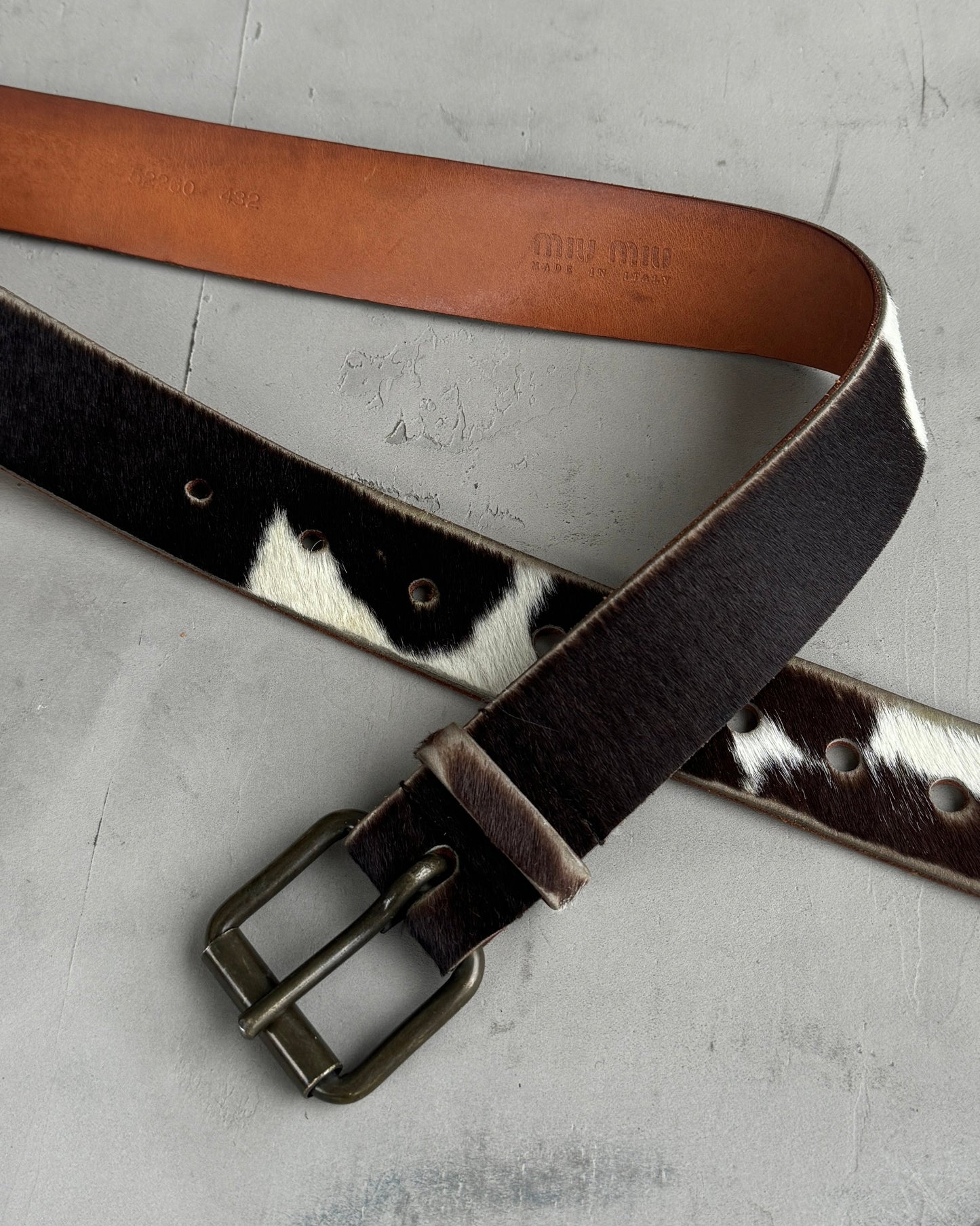MIU MIU SS02 CALF FUR BELT | O/S, Brown