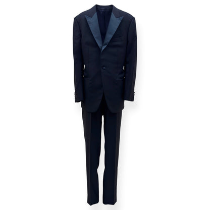 THOM SWEENEY BESPOKE WOOL / SATIN LAPEL DINNER SUIT BLACK XL | XL, Black