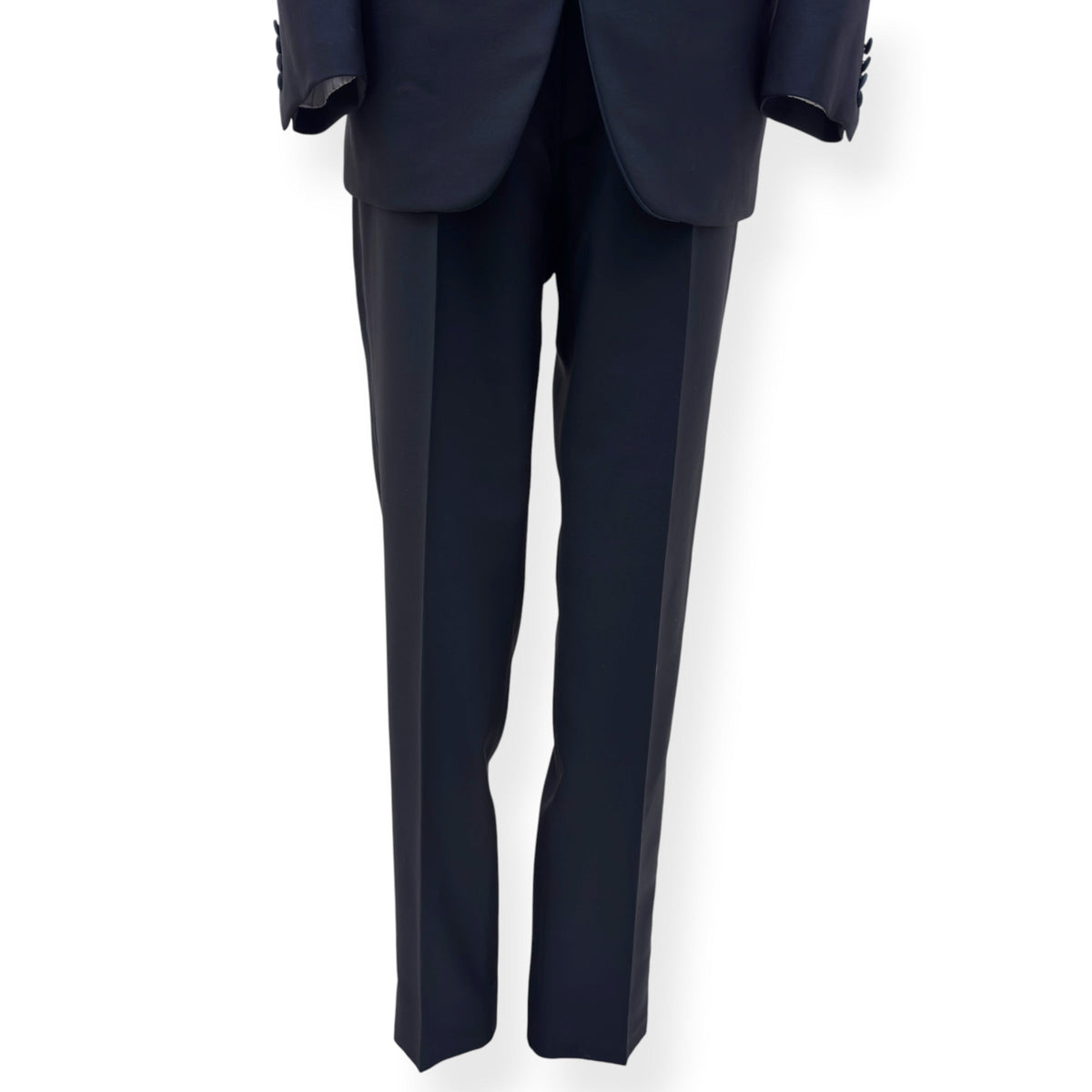 THOM SWEENEY BESPOKE WOOL / SATIN LAPEL DINNER SUIT BLACK XL | XL, Black