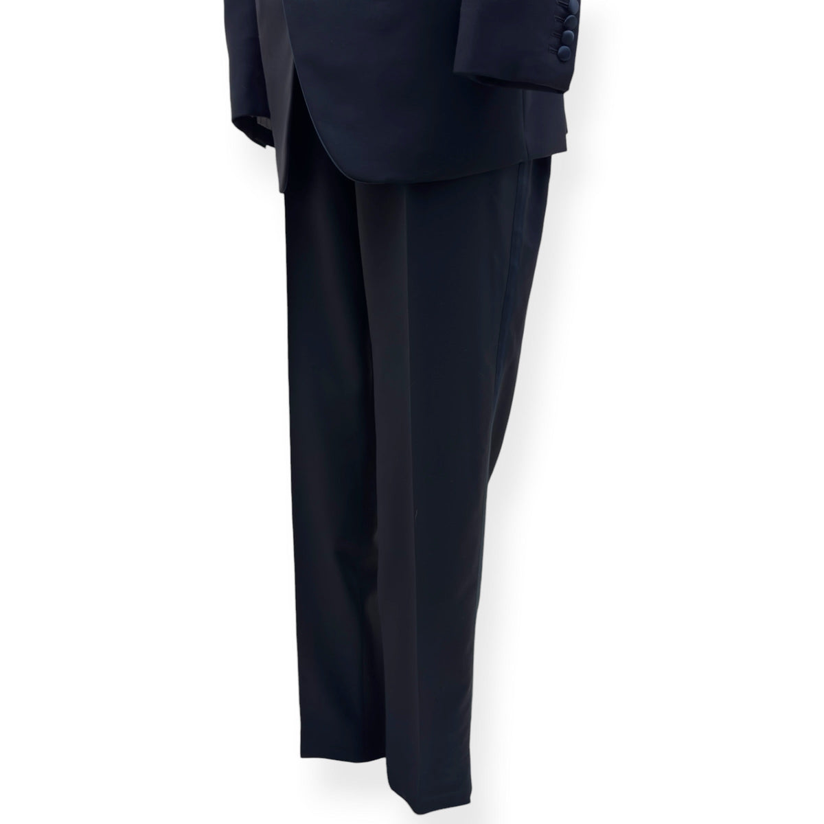 THOM SWEENEY BESPOKE WOOL / SATIN LAPEL DINNER SUIT BLACK XL | XL, Black