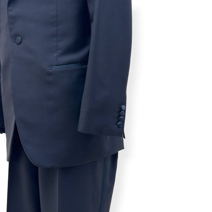 THOM SWEENEY BESPOKE WOOL / SATIN LAPEL DINNER SUIT BLACK XL | XL, Black